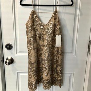 Never worn TOBI gold/tan sequin cocktail dress
